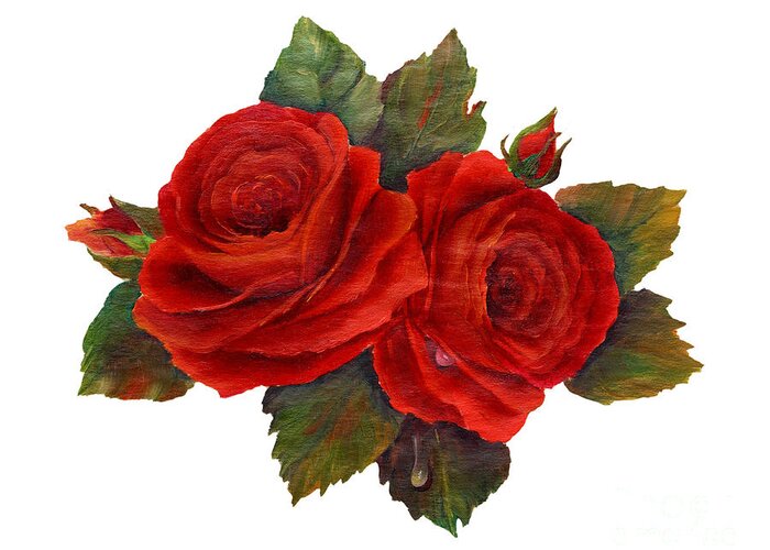 Roses Greeting Card featuring the painting Red Roses by Pattie Calfy