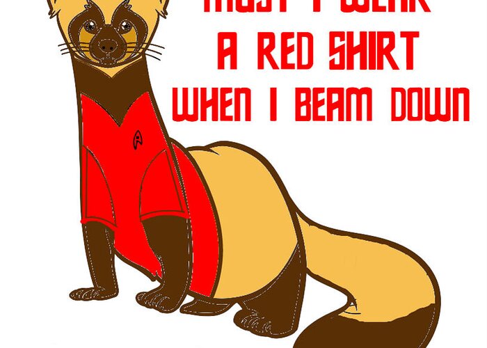 Ferret Greeting Card featuring the digital art Red Shirt by Brian Dearth