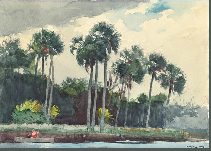 Winslow Homer Greeting Card featuring the painting Red Shirt Homosassa Florida #2 by Celestial Images