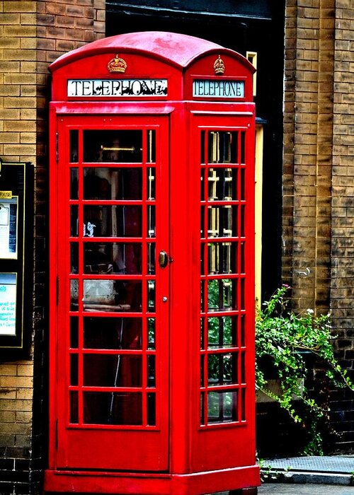 Telephone Box Greeting Card featuring the photograph Red Telephone Box by Tara Potts