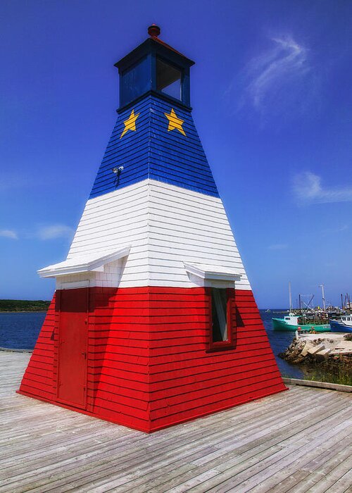 Light Station Greeting Card featuring the photograph Red White And Blue Lighthouse by Garry Gay