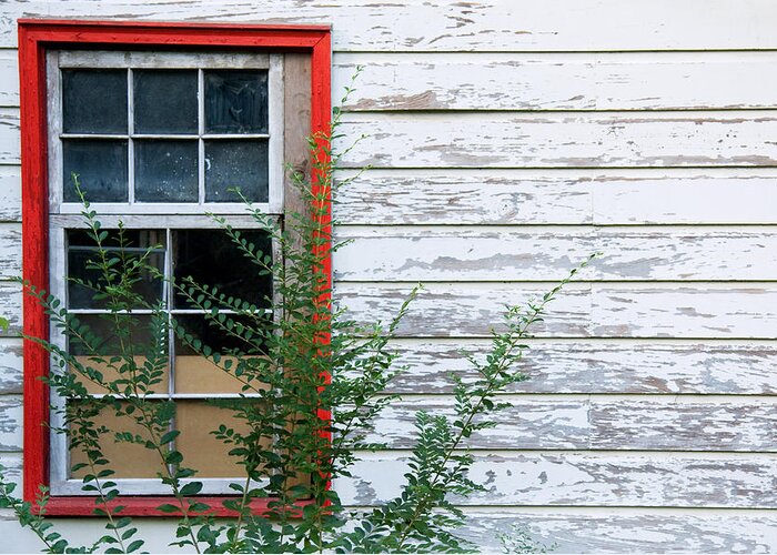 Window Frame Greeting Card featuring the photograph Red Window Frame by Melinda Fawver