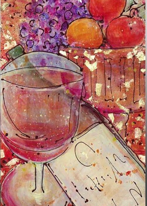 Vineyards Greeting Card featuring the painting Red Wine II by Cynthia Parsons