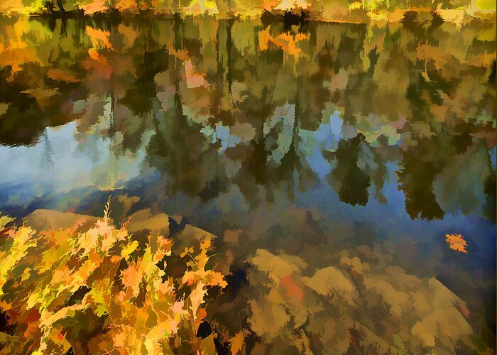 Autumn Greeting Card featuring the photograph Reflection of Autumn Colors on the Canal II by David Letts