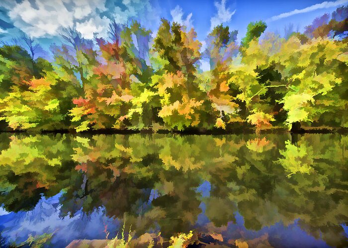 Autumn Greeting Card featuring the photograph Reflection of Autumn Colors on the Canal III by David Letts