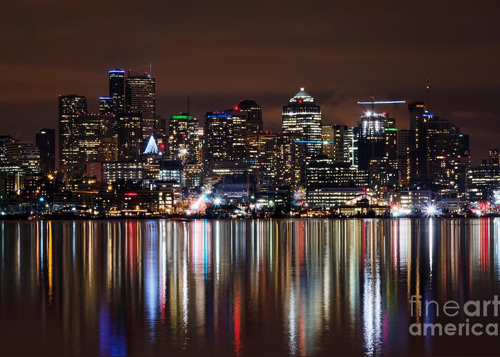 Reflections Greeting Card featuring the photograph Reflections In Seattle by Eddie Yerkish