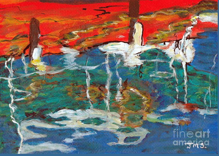 Greece Greeting Card featuring the painting Reflections of Alonissos - Greece by Jackie Sherwood