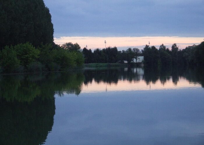 Sandra Muirhead Artist/photographer France Canal Des Vosges Photography Reflections On The Water Greeting Card featuring the photograph Reflections on La Saone by Sandra Muirhead