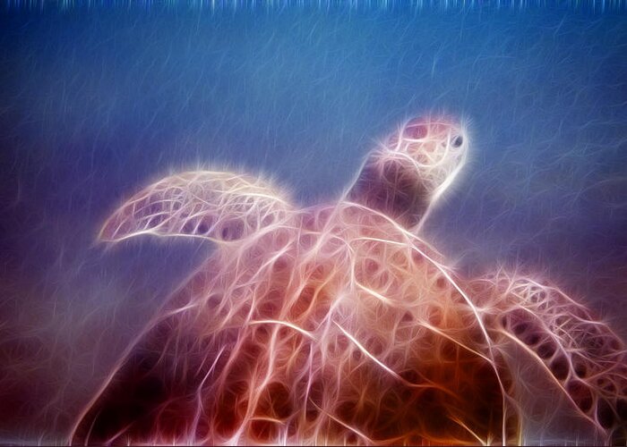 Turtle Greeting Card featuring the photograph Relentless Seeker fire version by Weston Westmoreland