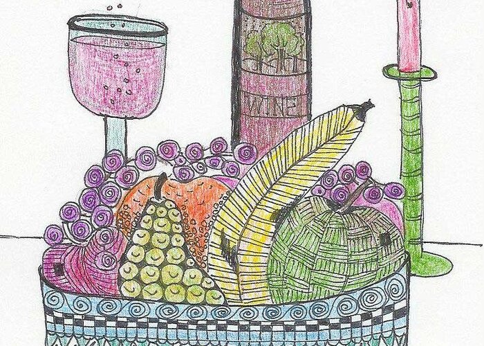 Fruit Bowl Greeting Card featuring the mixed media Repast by Ruth Dailey