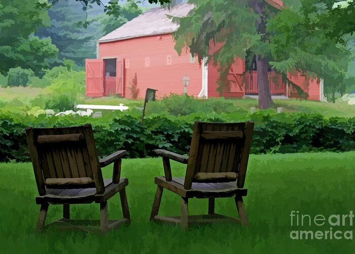 Chairs Greeting Card featuring the digital art Resting Spot by Jayne Carney