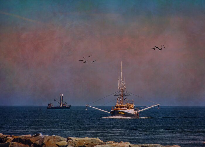 Fishing Vessel Greeting Card featuring the photograph Return From The Sea by Cathy Kovarik