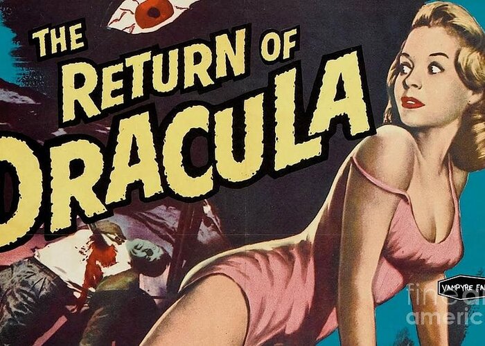 Vintage Greeting Card featuring the photograph Return Of Dracula by Action