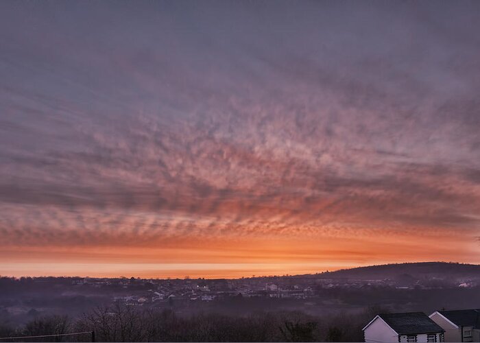 Rhymney Valley Greeting Card featuring the photograph Rhymney Valley Sunrise by Steve Purnell
