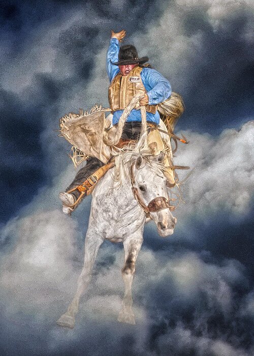 Cowboy Greeting Card featuring the photograph Ride the Storm Out by Ron McGinnis