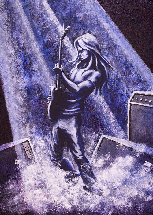 Guitar Player Greeting Card featuring the painting Riff by Jack Malloch