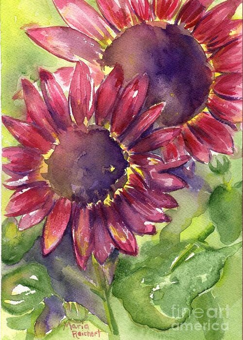 Sunflower Painting Greeting Card featuring the painting Right Behind You by Maria Reichert