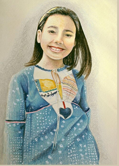 Colored Pencil Greeting Card featuring the drawing Rina by Tim Ernst