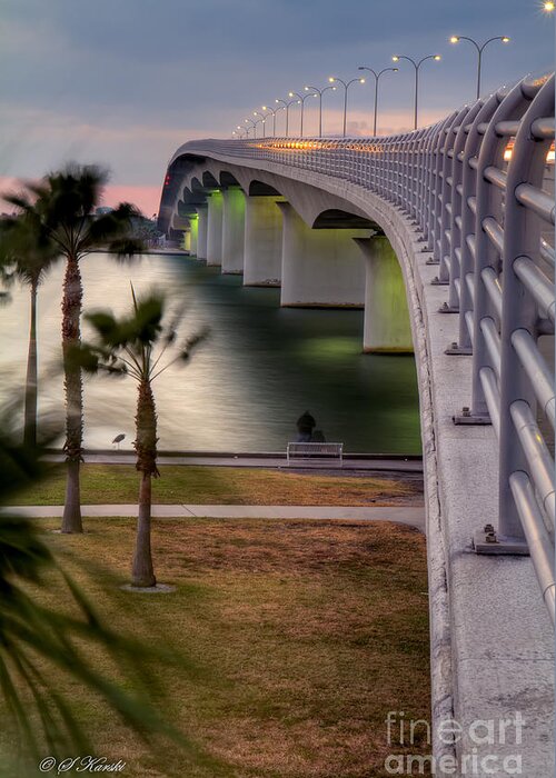 Fl Greeting Card featuring the photograph Ringling Causeway Bridge Overlook by Sue Karski
