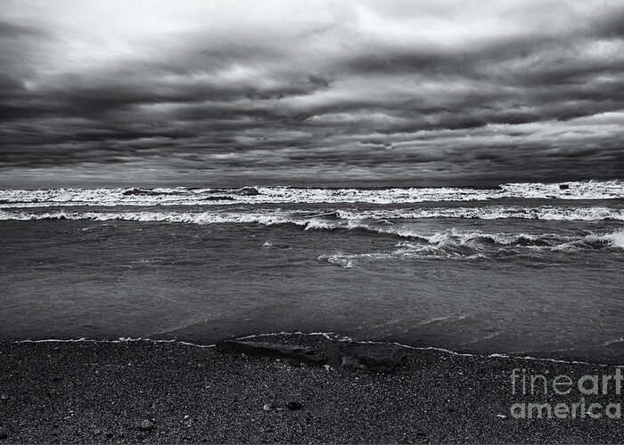 Black And White Seascape Greeting Card featuring the photograph Riptide by Dan Hefle