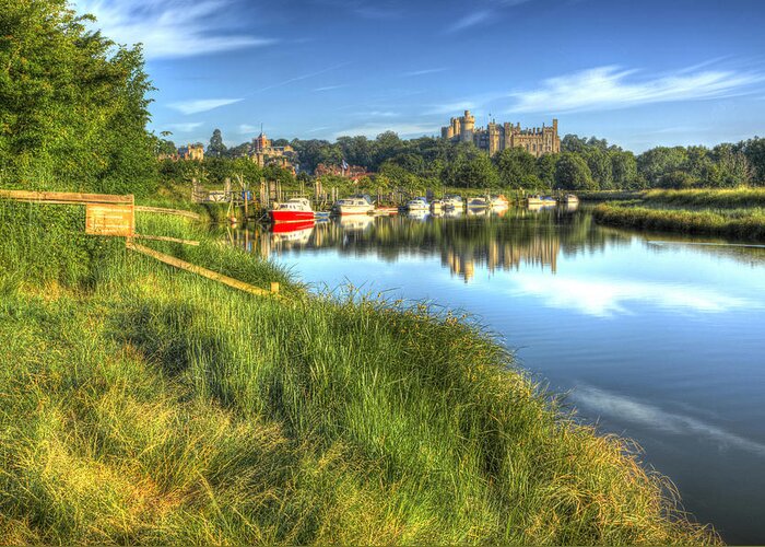 Arundel Greeting Card featuring the photograph River Arun and Arundel Castle by Hazy Apple