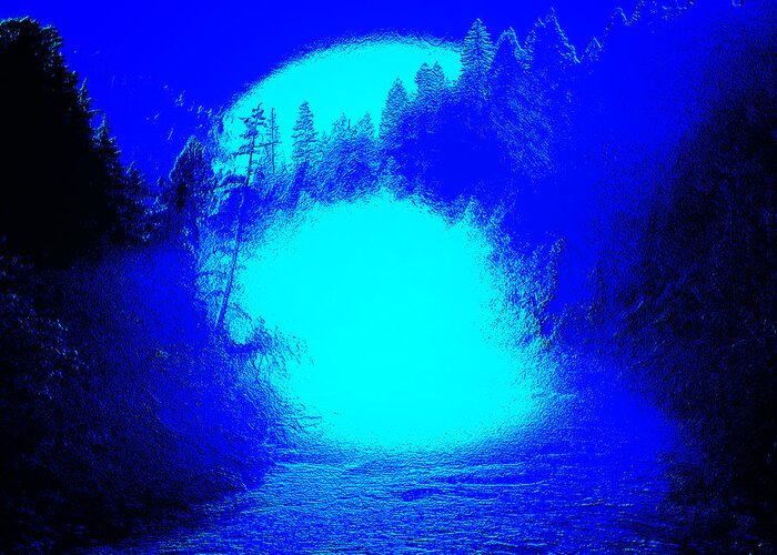 Nature Greeting Card featuring the digital art River Moon by William Horden
