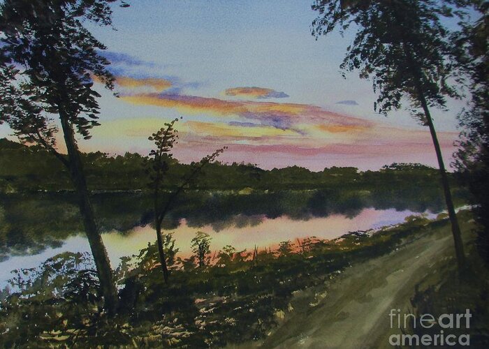 River Sunset Greeting Card featuring the painting River Sunset by Martin Howard