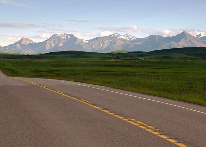 Waterton Lakes National Park Greeting Card featuring the photograph Road to Alberta's Rockies by Daniel Woodrum