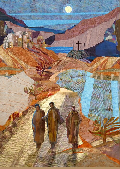 Jesus Greeting Card featuring the digital art Road to Emmaus by Michael Torevell