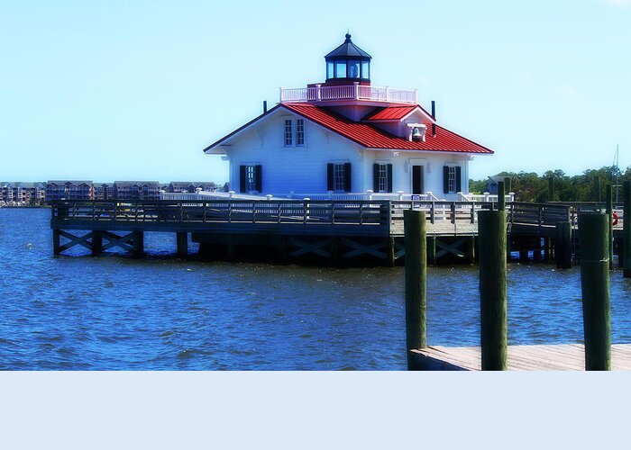 Roanoke Greeting Card featuring the photograph Roanoke Marshes Light 4 by Cathy Lindsey