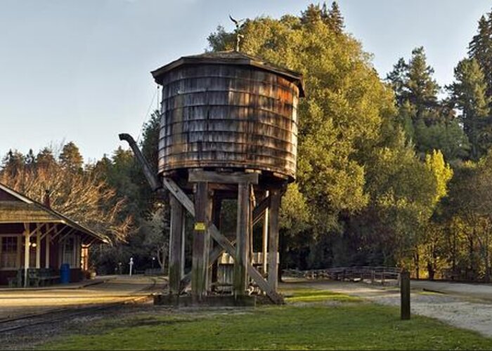 Water Tank Greeting Card featuring the photograph Roaring Camp Station Panorama by Larry Darnell