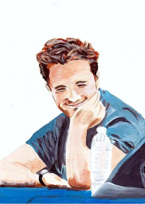 Robert Pattinson Famous Faces Film Star Actor People Greeting Card featuring the painting Robert Pattinson 130 by Audrey Pollitt