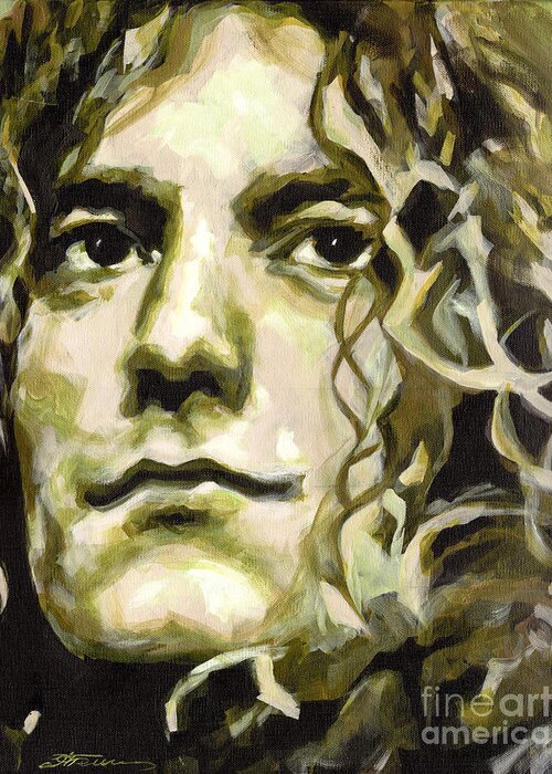 Tanya Greeting Card featuring the painting Robert Plant. Golden God by Tanya Filichkin