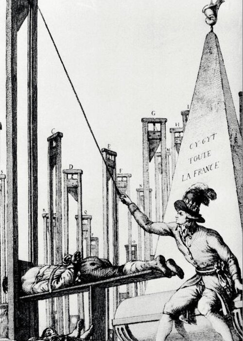 Robespierre Greeting Card featuring the photograph Robespierre Operating A Guillotine by Science Photo Library