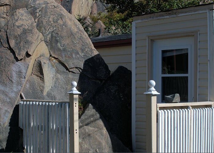 Rock Greeting Card featuring the photograph Rock and Door by Douglas Pike