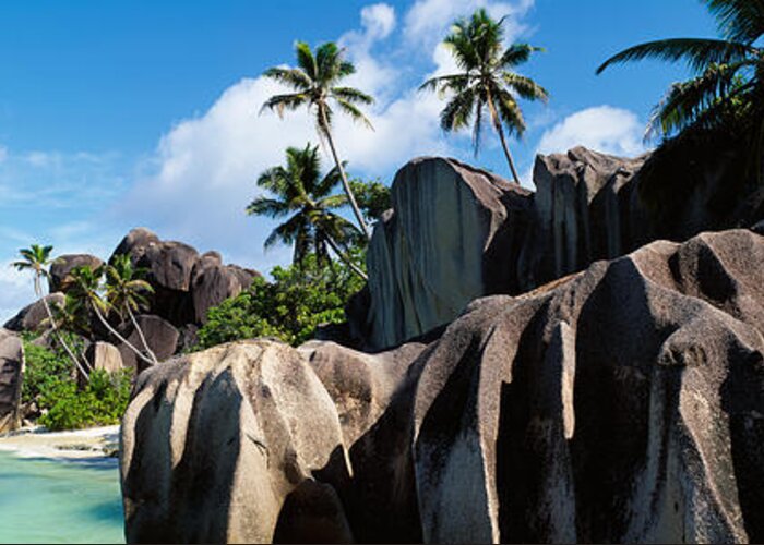 Photography Greeting Card featuring the photograph Rock Formations On The Beach, Anse by Panoramic Images