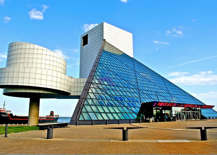 Rock Greeting Card featuring the photograph Rock n Roll Hall of Fame by Frozen in Time Fine Art Photography