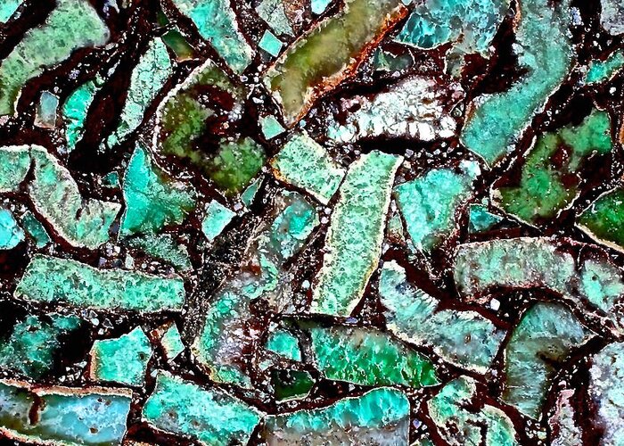 Rock Greeting Card featuring the photograph Blue Green Bacon Stone by Debra Amerson