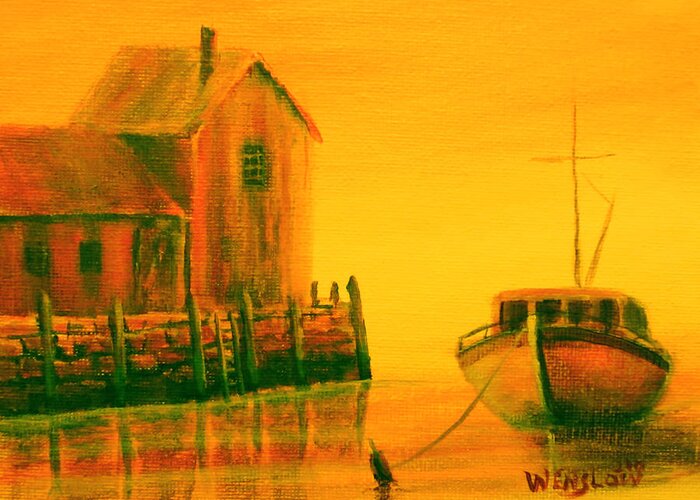 Seascape Greeting Card featuring the painting Rockport 2 by Wayne Enslow