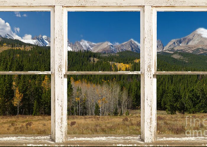 Windows Greeting Card featuring the photograph Rocky Mountain Continental Divide Rustic Window View by James BO Insogna