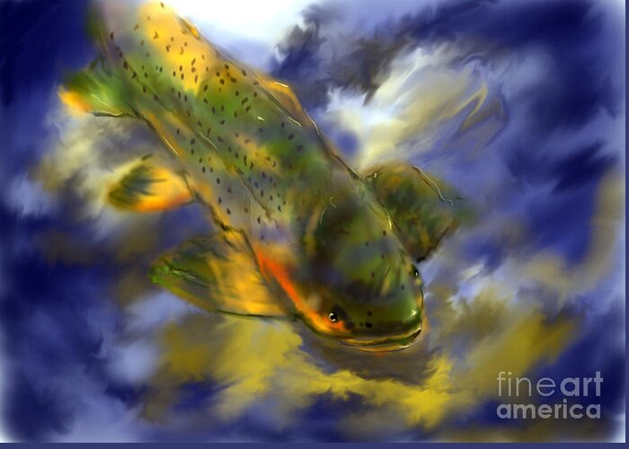 Fish Greeting Card featuring the pastel Rocky Mountain Trout by Jim Fronapfel