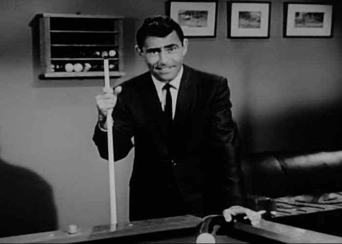 The Twilight Zone Greeting Card featuring the photograph Rod Serling by Rob Hans