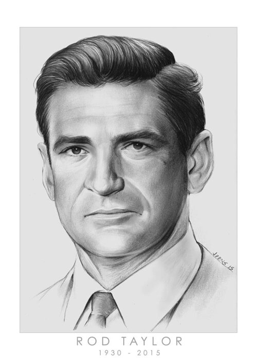 Rod Taylor Actor Greeting Card featuring the drawing Rod Taylor by Greg Joens