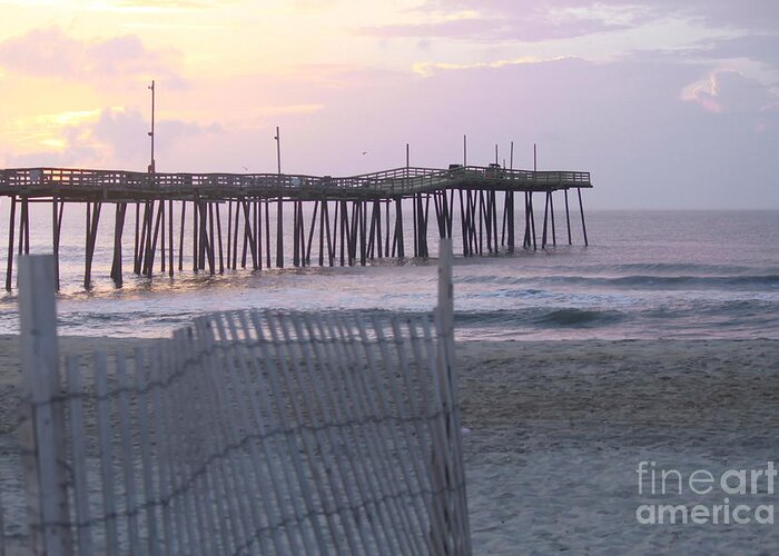 Obx Greeting Card featuring the photograph Rodanthe Pier Sunrise by Cathy Lindsey