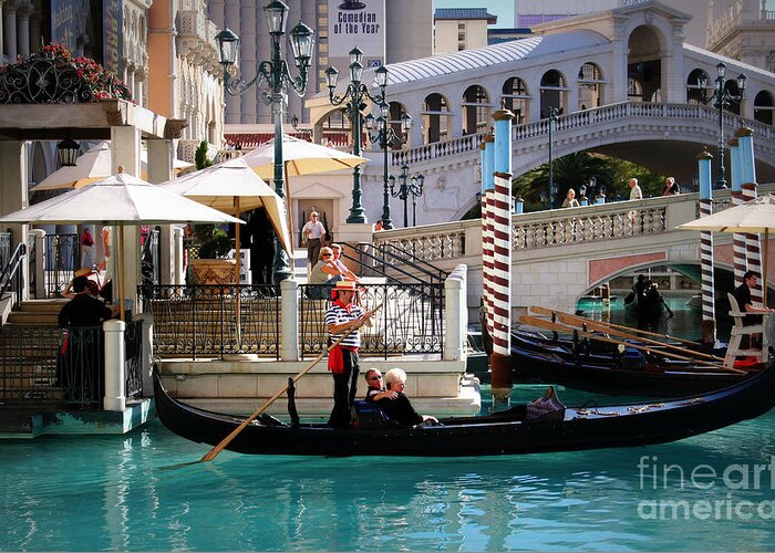 Gondola Ride At The Venetian Greeting Card featuring the photograph Romance at the Venetian by Mary Lou Chmura