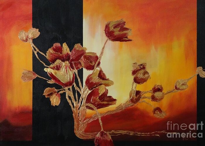 Fire Greeting Card featuring the painting Romance by Kat McClure