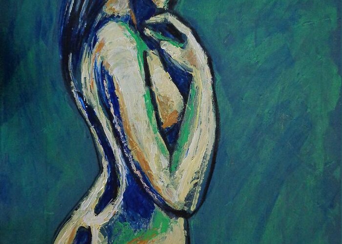 Romantic Dreamer Greeting Card featuring the painting Romantic Dreamer - Female Nude by Carmen Tyrrell