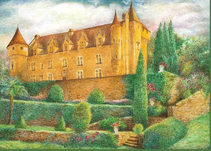 Enchantment Greeting Card featuring the painting Romantic French Chateau by Judith Cheng