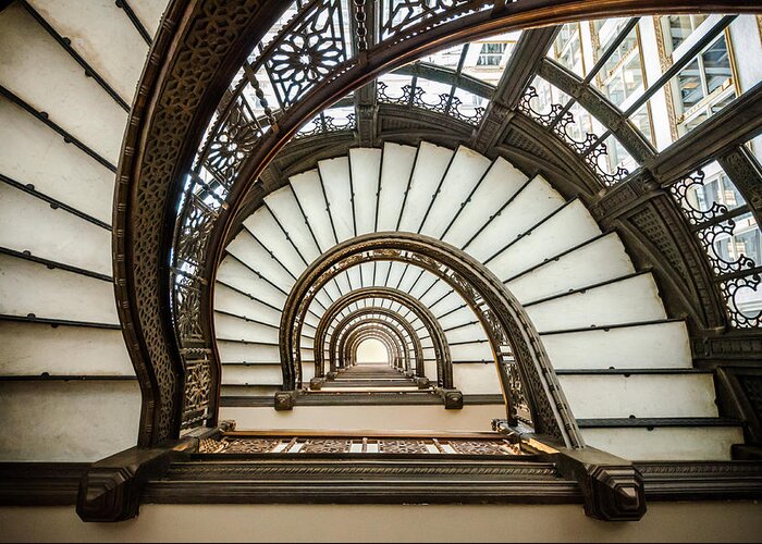 Chicago Greeting Card featuring the photograph Rookery Building Oriel Staircase by Anthony Doudt