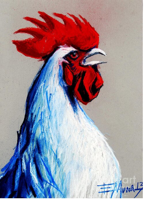 Rooster Head Greeting Card featuring the painting Rooster Head by Mona Edulesco